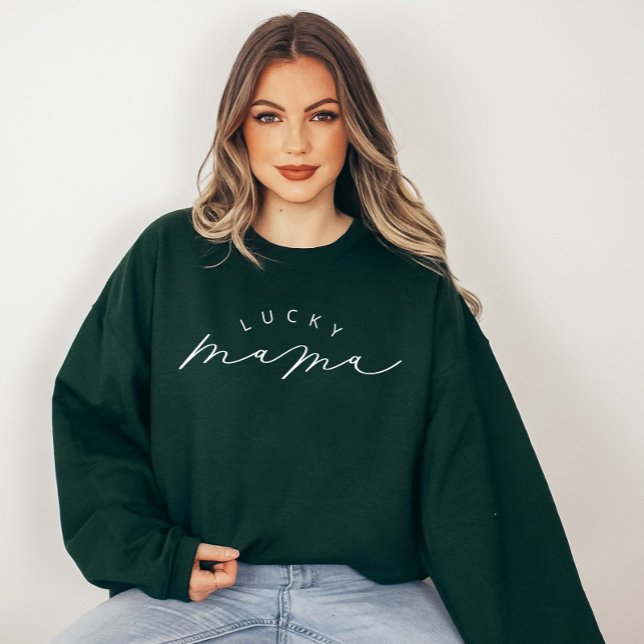 Lucky Mama Niedliches Script St. Patrick's Day Sweatshirt (Von Creator hochgeladen)