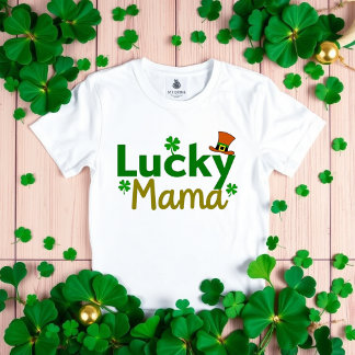Lucky Mama St. Patrick's Day Niedliches Kleeblatt T-Shirt