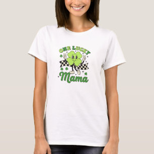Lucky Mama Vintage Smiley Shamrock Kunst T-Shirt
