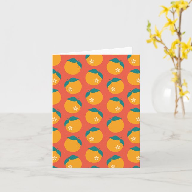 Lucky Mandarin - Orange Blank Karte (Gelbe Blume)
