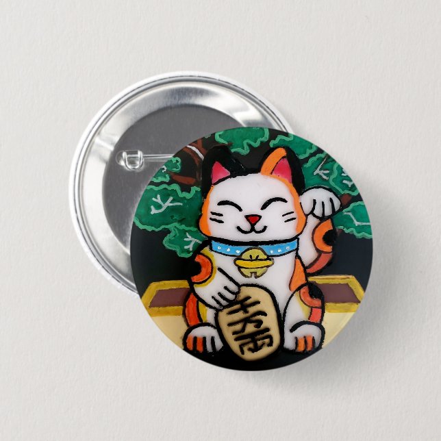 Lucky Maneki Neko Button (Vorne & Hinten)