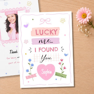 Lucky Me Preppy Romantische Fotokarte für ihn oder Einladung