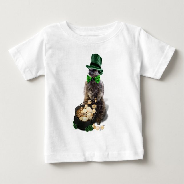 Lucky Meerkat mit Pot Of Gold St. Patrick's Day Baby T-shirt (Vorderseite)