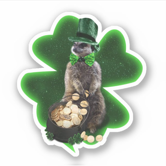 Lucky Meerkat St. Patrick's Day Aufkleber (Vorderseite)
