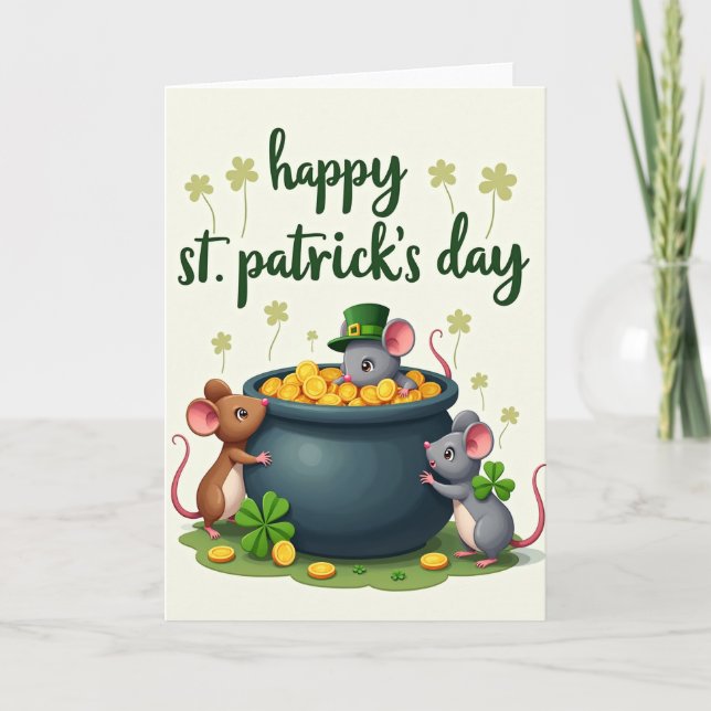 Lucky Mice St Patricks Day Card Karte (Vorderseite)