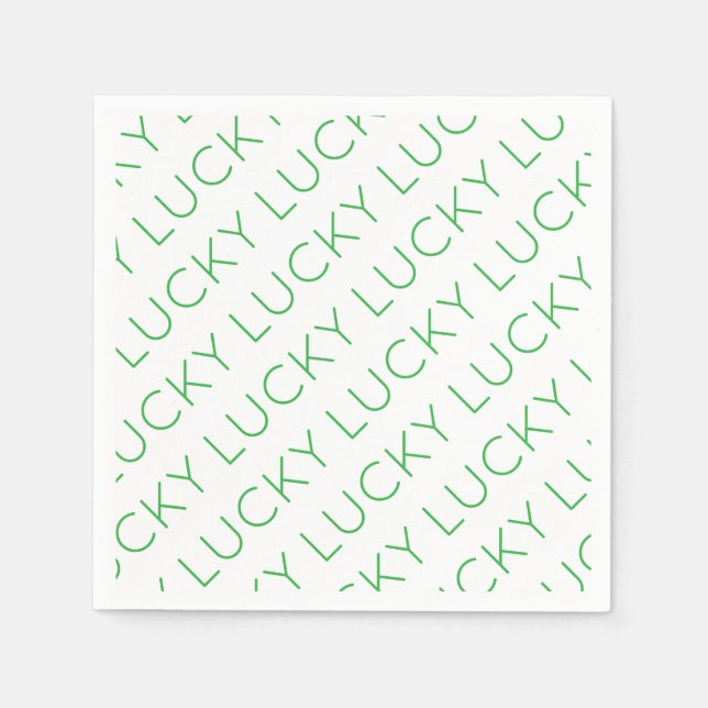 LUCKY Modern Typografy Kleeblatts Irish Fun Serviette (Vorderseite)