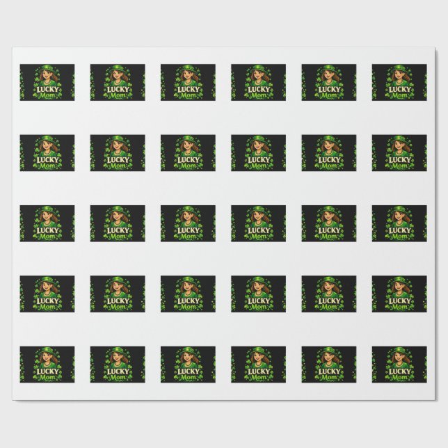 Lucky Mom – St. Patrick’s Day Clover Design Geschenkpapier (Flach)