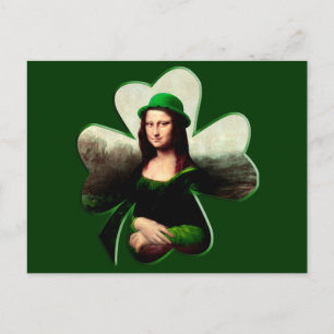 Lucky Mona Lisa St Patrick's Day Clover Postkarte