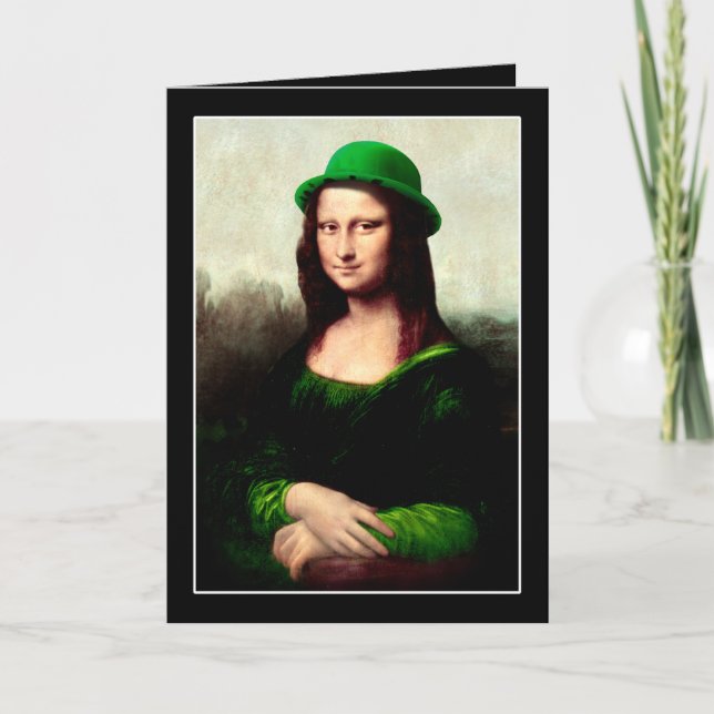 Lucky Mona Lisa St Patrick's Day Kleeblatt Karte (Vorderseite)