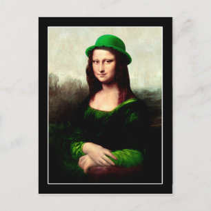 Lucky Mona Lisa St Patrick's Day Kleeblatt Postkarte
