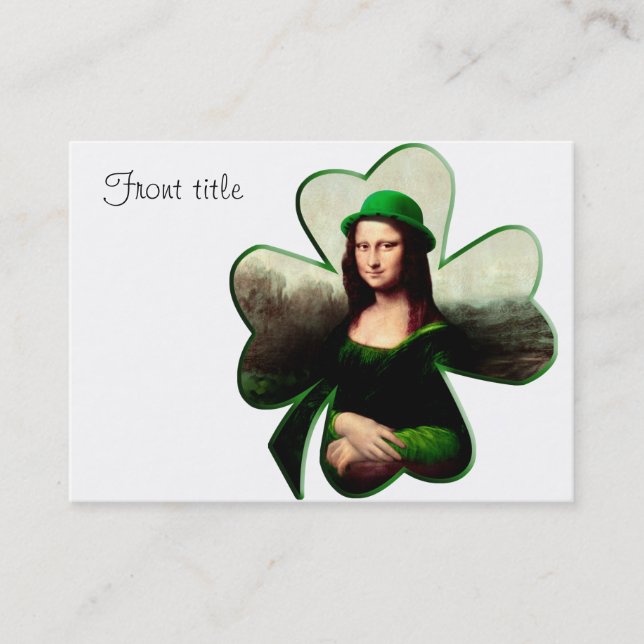 Lucky Mona Lisa St Patrick's Day Kleeblatt Visitenkarte (Vorderseite)