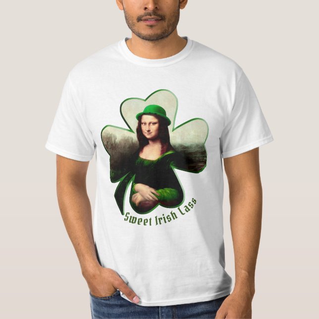 Lucky Mona Lisa St. Patrick's Day T-Shirt (Vorderseite)