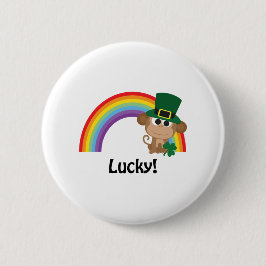 Lucky Monkey Leprechaun Button