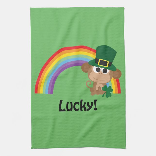 Lucky Monkey Leprechaun Handtuch (Vertikal)