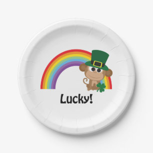 Lucky Monkey Leprechaun Pappteller