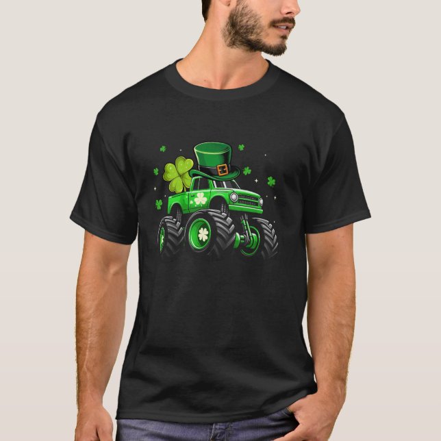 Lucky Monster Truck St Patricks Day Shirts Kinder  (Vorderseite)