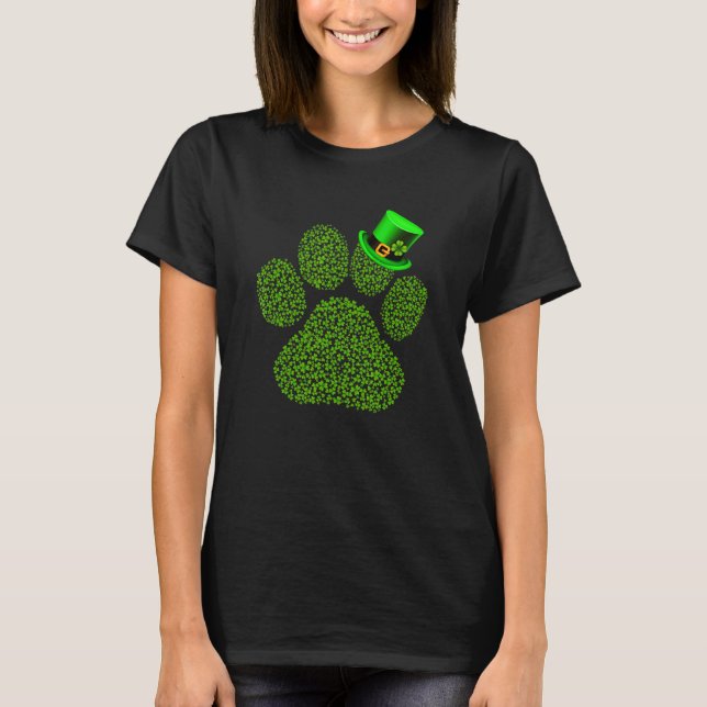 Lucky Mops Paw Dog Cat Irish Kleeblatt St Patrick  T-Shirt (Vorderseite)