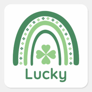Lucky Name Clover Boho Rainbow Quadratischer Aufkleber