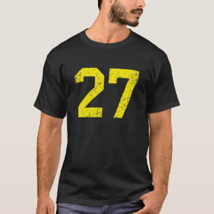 Lucky Number 27 Yellow Vintag Sports Player Fan J T-Shirt