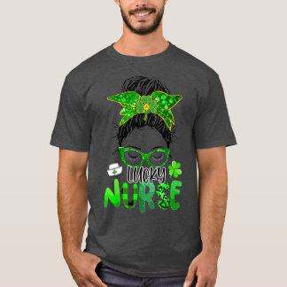 Lucky Nurse St Patrick's Day Nurse Kleeblatt Messy T-Shirt