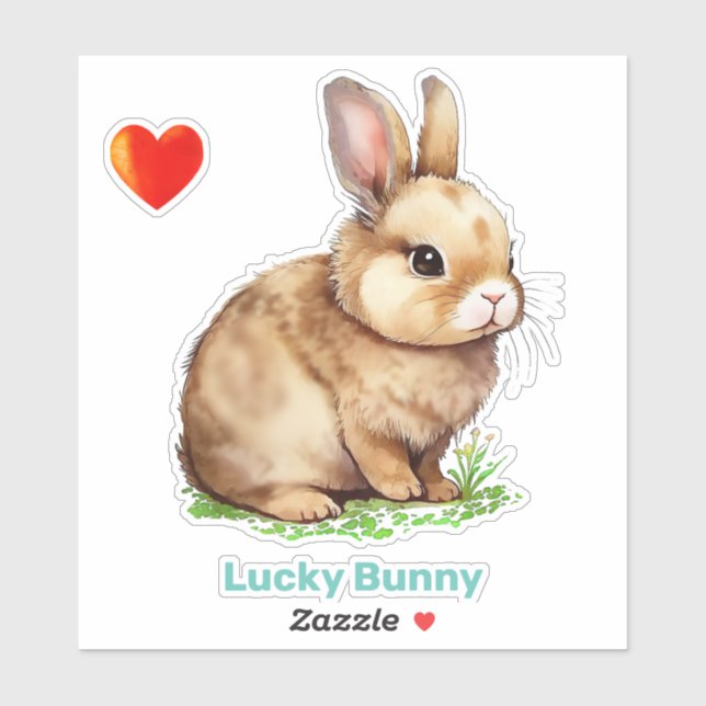 Lucky Oaster Bunny und Heart Sticker (Blatt)