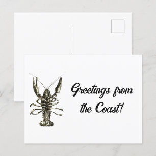 Lucky Ocean Hummer, Nautical Pencil Sketch Postkarte