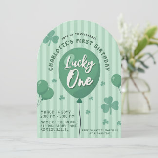 Lucky One 1. Geburtstag St Patricks Day Luftballon Einladung