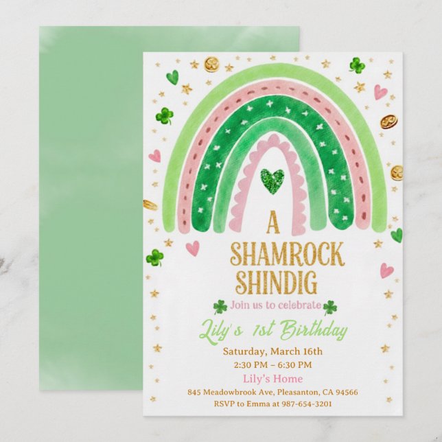 Lucky One 1st Birthday Invitation Einladung (Vorne/Hinten)