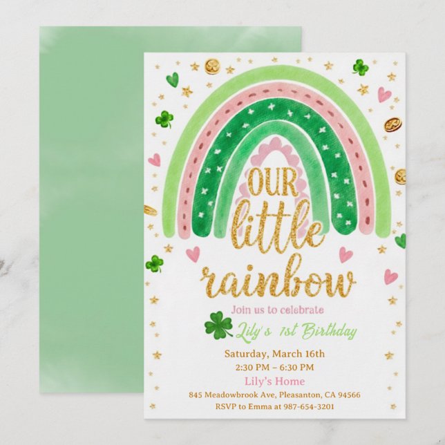 Lucky One 1st Birthday Invitation Einladung (Vorne/Hinten)