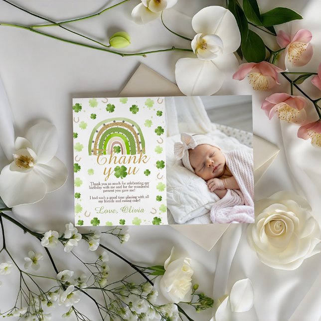 Lucky One Birthday Photo Thank You Card Einladung (Von Creator hochgeladen)