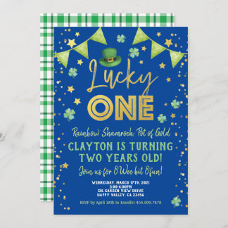 Lucky One Boy 1. Geburtstag St Patrick's Day Party Einladung