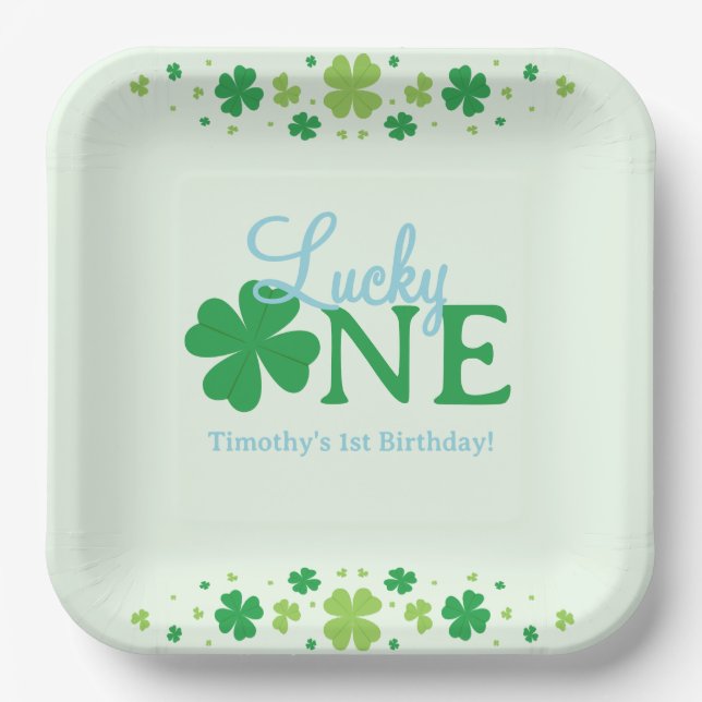 Lucky One First 1st Birthday Party Pappteller (Vorderseite)