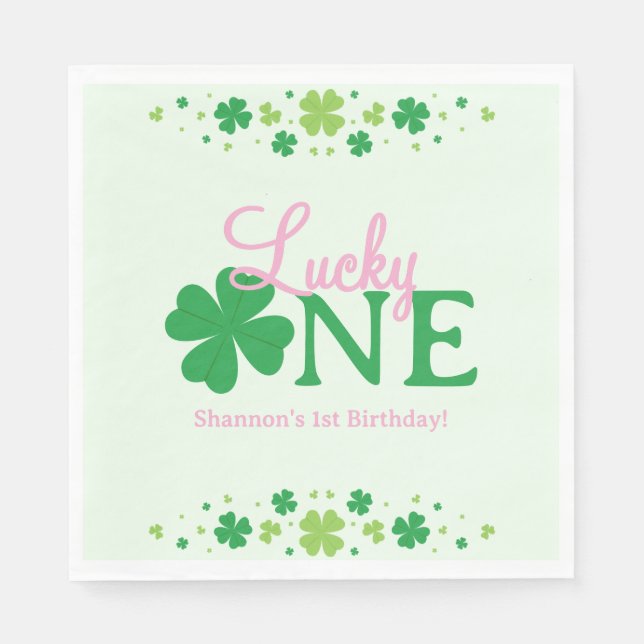 Lucky One First 1st Birthday Party Serviette (Vorderseite)
