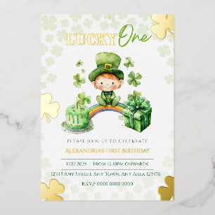 Lucky One First Birthday St Patricks Folieneinladung