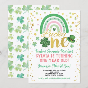 Lucky One Girl Erster Geburtstag St Patrick's Day Einladung
