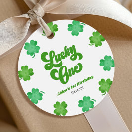 Lucky One Green Shamrock Clover 1st Birthday Party Geschenkanhänger