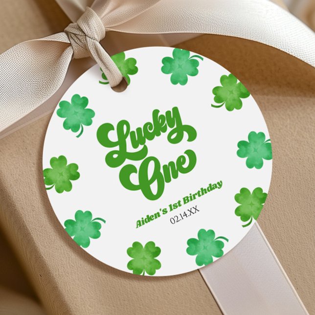 Lucky One Green Shamrock Clover 1st Birthday Party Geschenkanhänger (Von Creator hochgeladen)