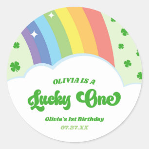 Lucky One Lucky Charm Rainbow 1. Geburtstag Party Runder Aufkleber