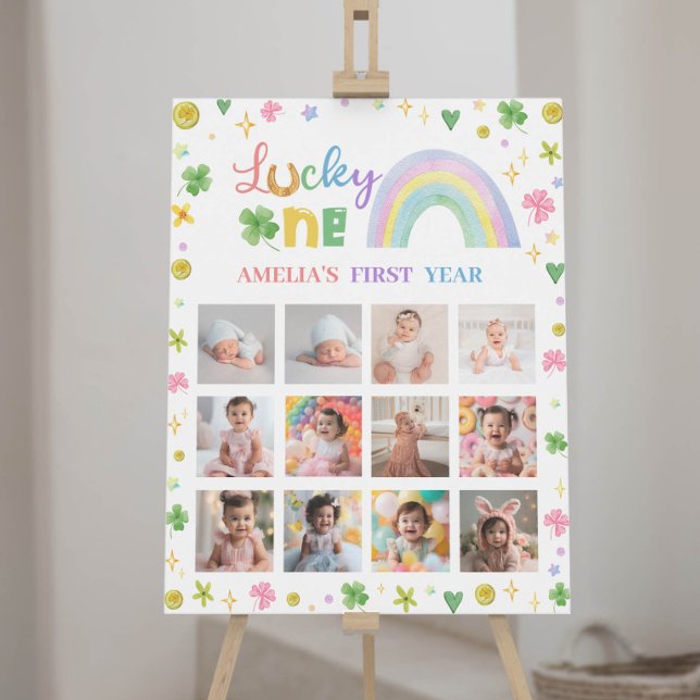 Lucky One Rainbow Birthday Photo Milestone Sign Poster (Von Creator hochgeladen)