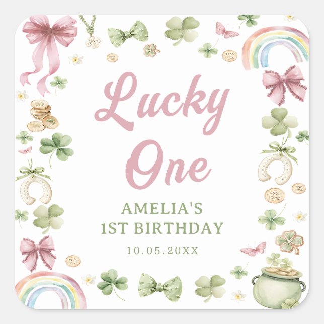 Lucky One Shamrock 1st Birthday Sticker (Vorderseite)
