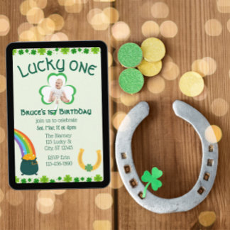 Lucky One, Shamrock Picture 1st Birthday Einladung