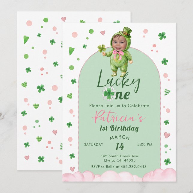 Lucky One St Patrick Birthday Photo Einladung (Vorne/Hinten)