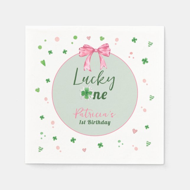 Lucky One St. Patrick Mädchen Geburtstag Serviette (Vorderseite)