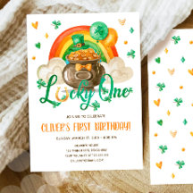 Lucky One St. Patrick's Day Boy First Birthday Inv