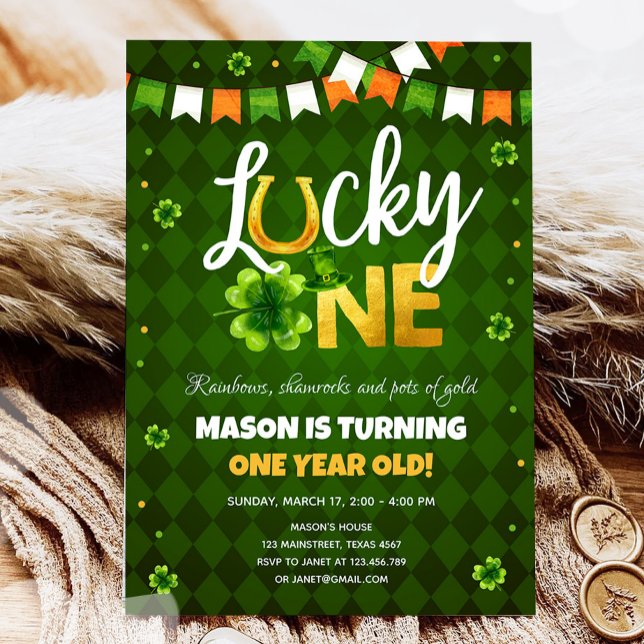 Lucky One St. Patrick's Day Boy First Birthday Inv Einladung (Von Creator hochgeladen)