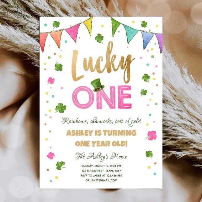 Lucky One St. Patrick's Day Girl First Birthday Einladung (Von Creator hochgeladen)
