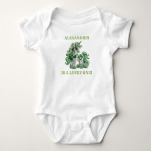 Lucky One St Patricks Day Unicorn Bodysuit Baby Strampler