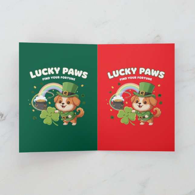  "Lucky Paws St. Patrick's Day Welpe" Karte (Innenseite)