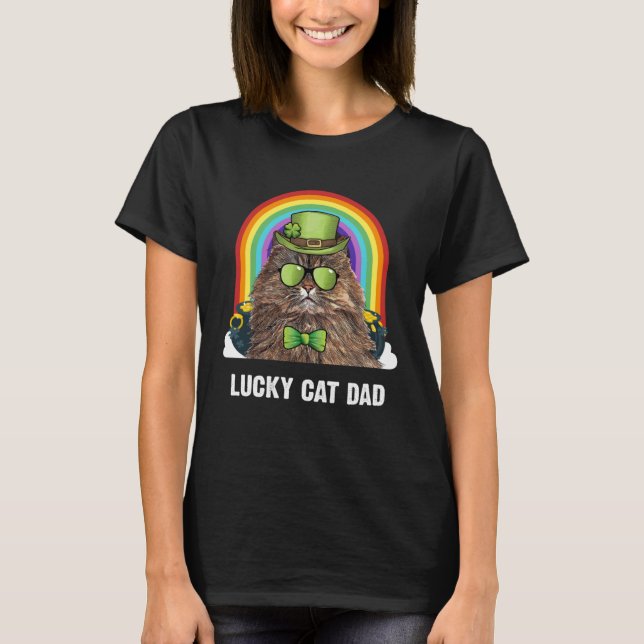 Lucky Persian Cat Dad St Patricks Day T-Shirt (Vorderseite)