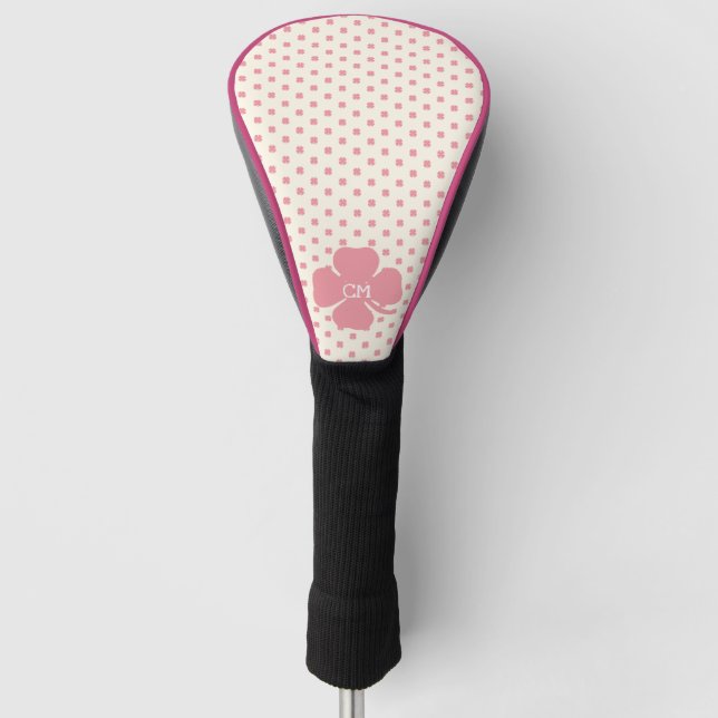 Lucky Pink Klee mit Monogramm Golf Headcover (Vorderseite)